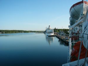 Letzter Blick auf den F�hranleger in Mariehamn